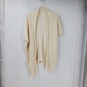 ATHLETA womens XS/XXS creme cotton polyester knit open front cardigan